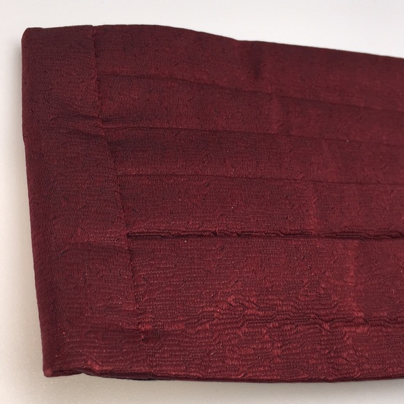 Bow Tie & Cummerbund Dark Red 100% Silk with Box - Picture 5 of 12